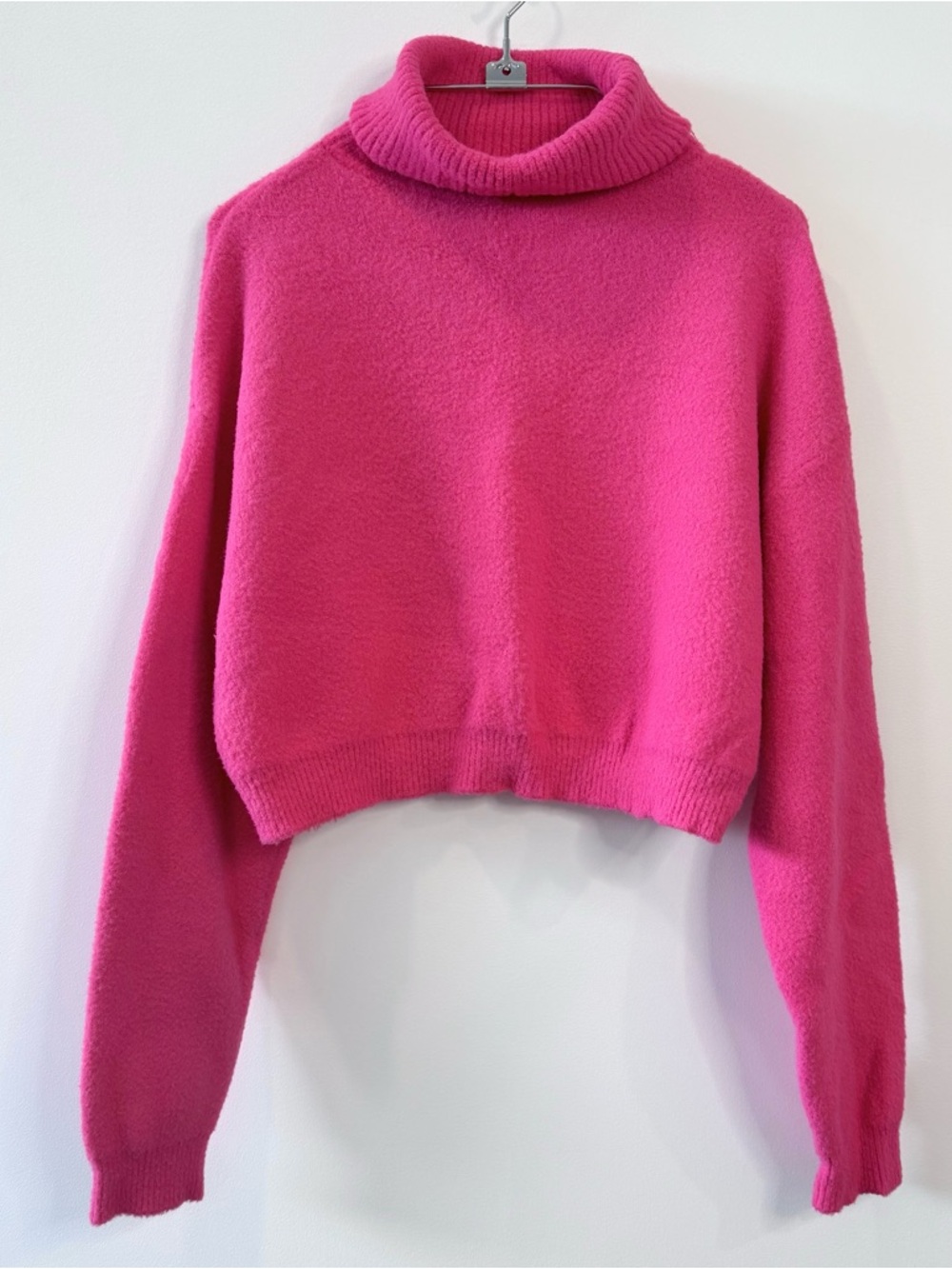 Zara Fuzzy Turtleneck Cropped Sweater / Pink / S